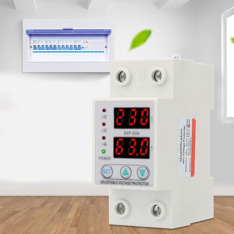 POCREATION Under Voltage Protector, Adjustable Current Protection Device with Dual LED Display, AC230V 63A - Image 1